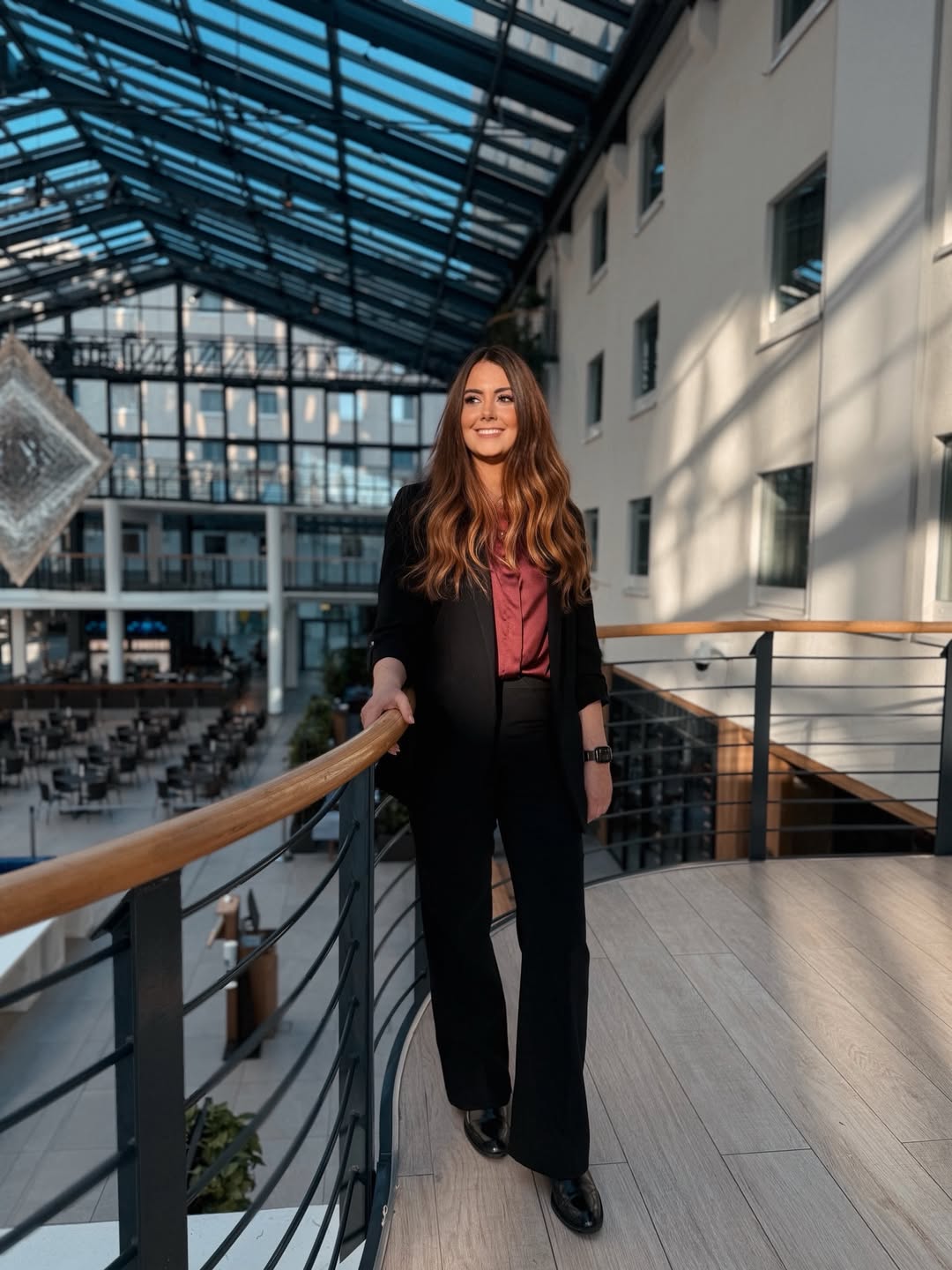 Chic Black Blazer And Burgundy Blouse Work Ensemble