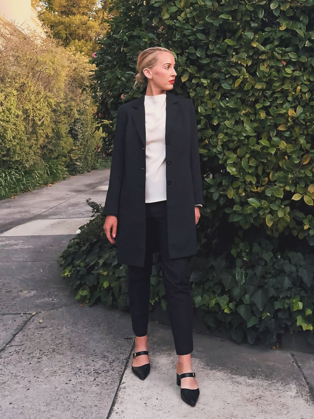 29 Work Outfits You Need for 2026 Trends 28 Chic Black Blazer With Ivory Top and Trousers