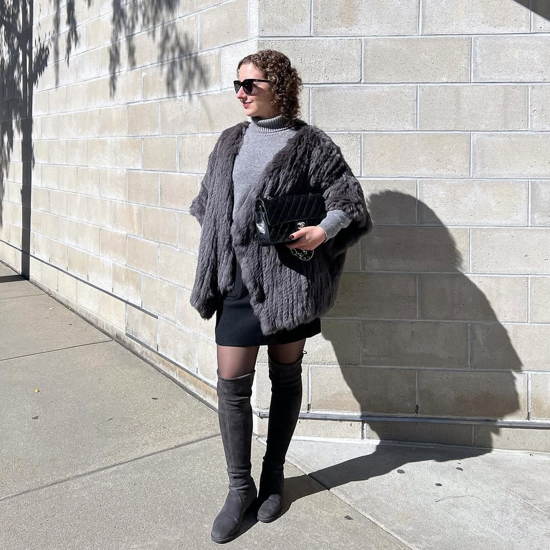 27 Fall Boot Outfit Ideas You Need Now 8 Chic Grey Turtleneck With Over-The-Knee Boots