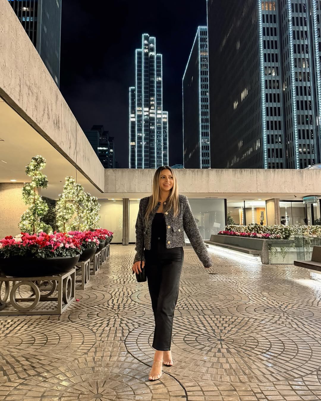 Chic Tweed Blazer And Black Trouser Night Out