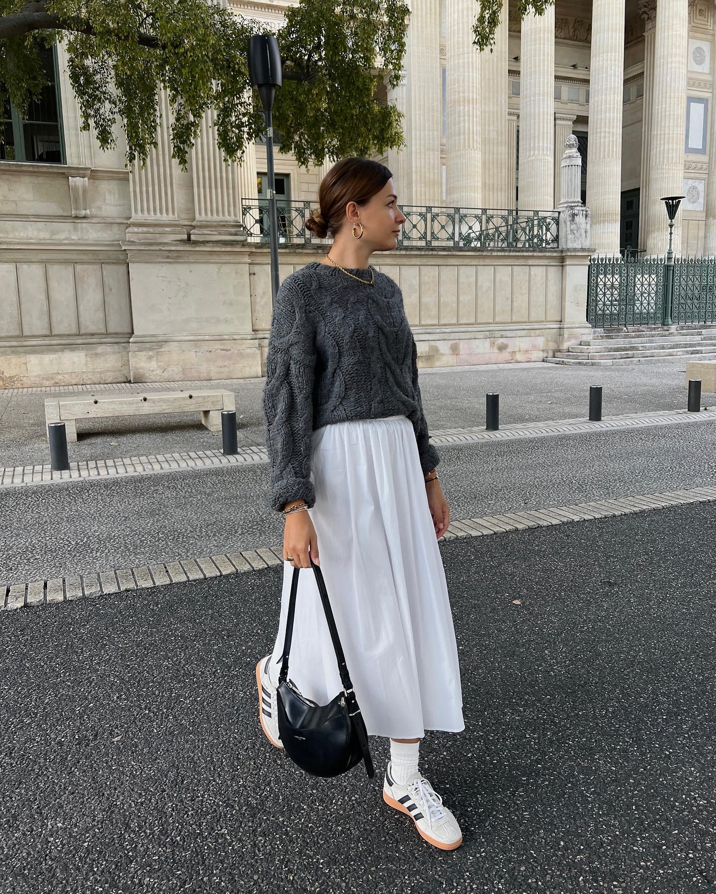 29 Chic Fall Skirt Outfits You Need for 2026 3 Chunky Knit Sweater With Flowy Midi Skirt