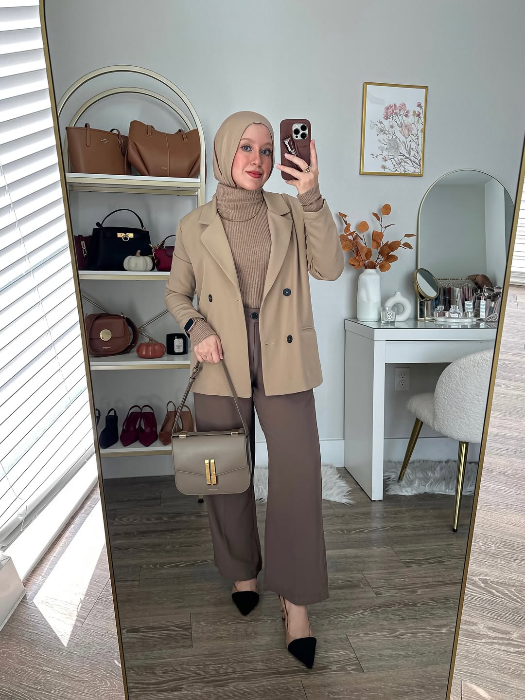 29 Work Outfits You Need for 2026 Trends 5 Classic Camel Blazer And Wide Leg Trouser Combo