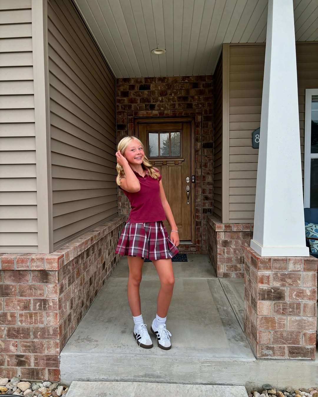 Classic Plaid Skirt and Polo Preppy Look