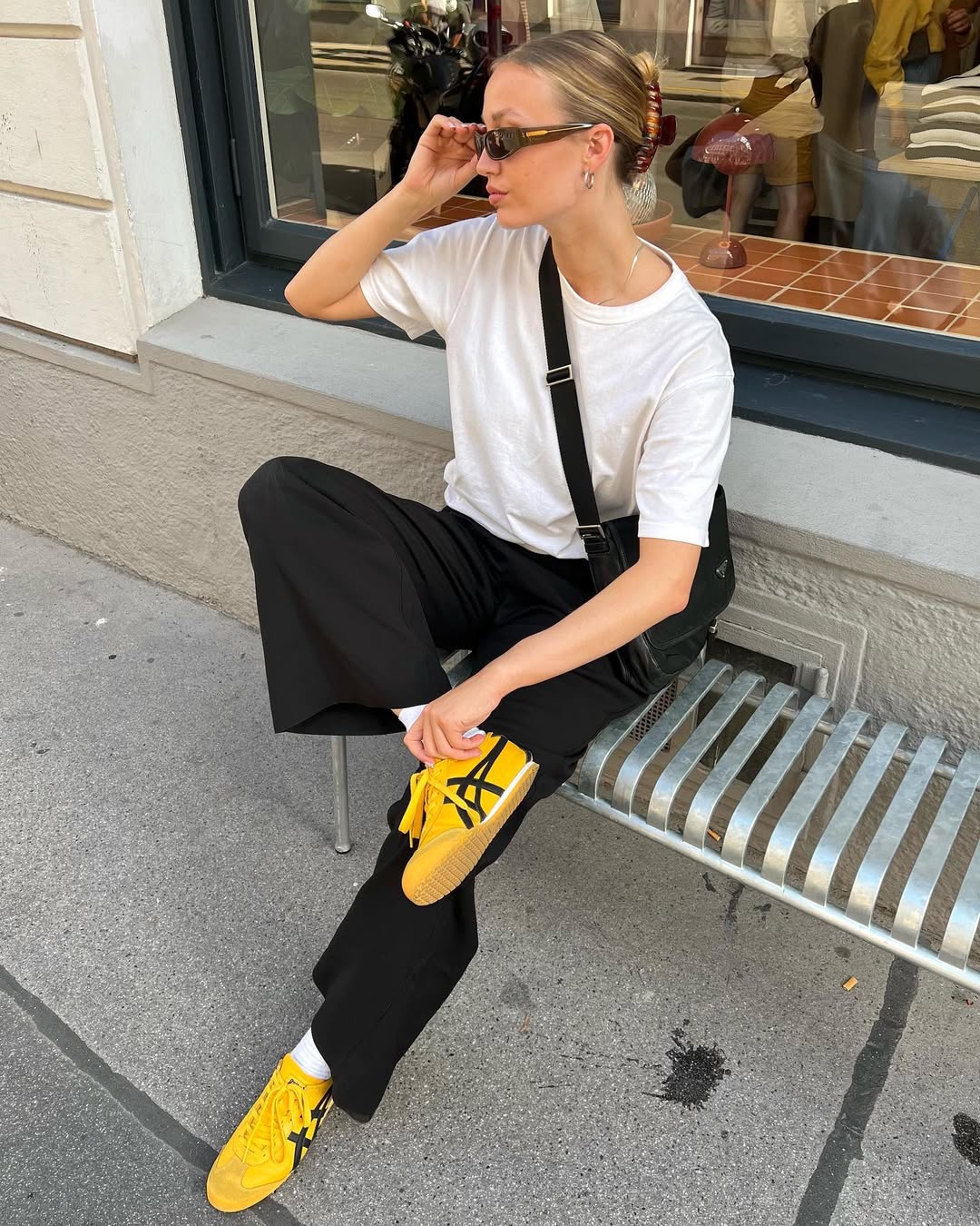 25 Early Fall Outfits You Need for 2026 7 Classic White Tee With Flowy Black Trousers