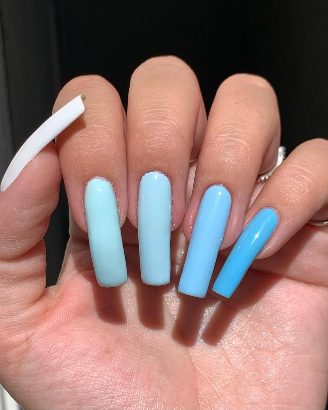 Cool Blue Ocean Gradient Coffin Nails