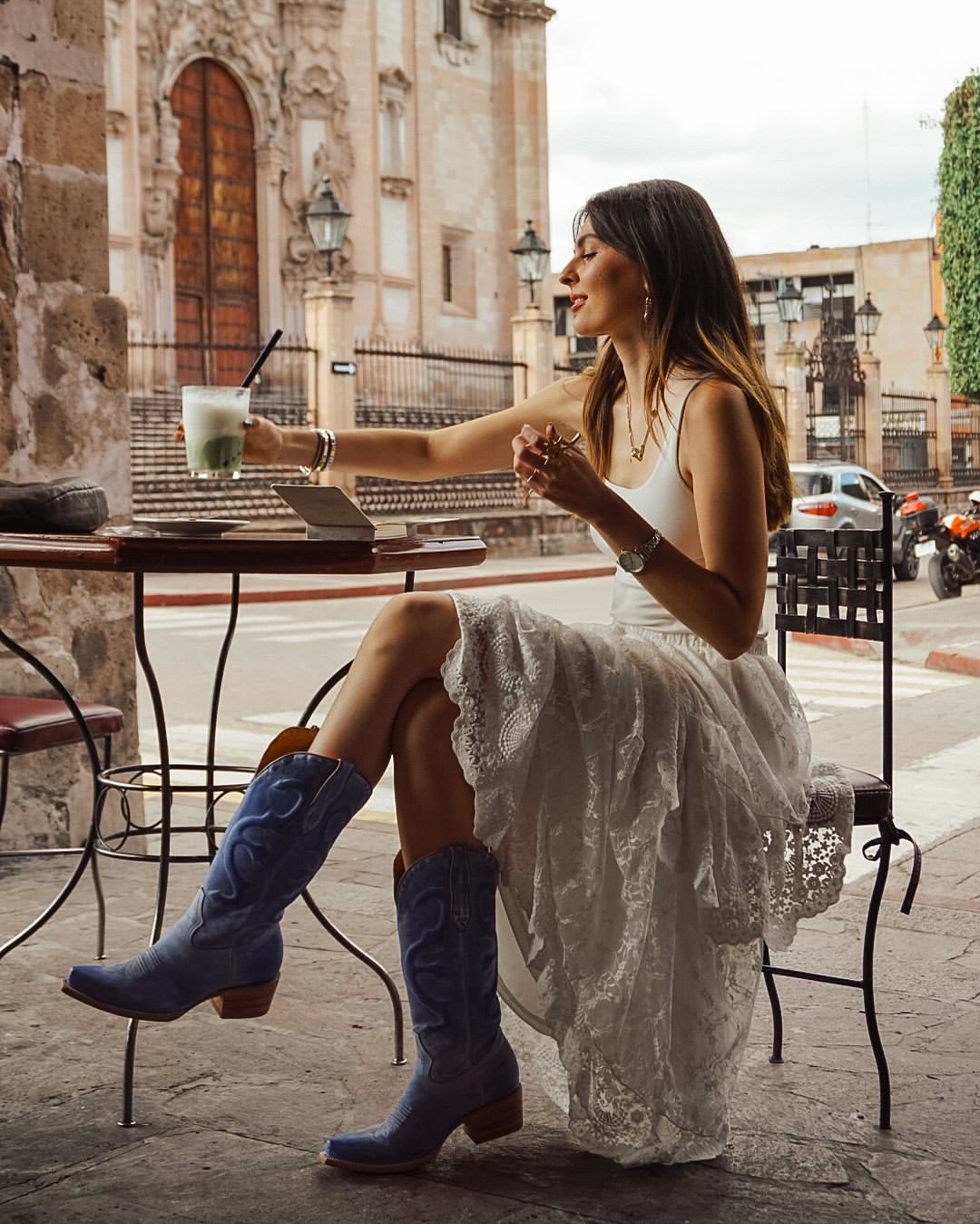25 Cowboy Boot Outfits You Need for 2026 13 Cowboy Boots With White Lace Dress Street Style