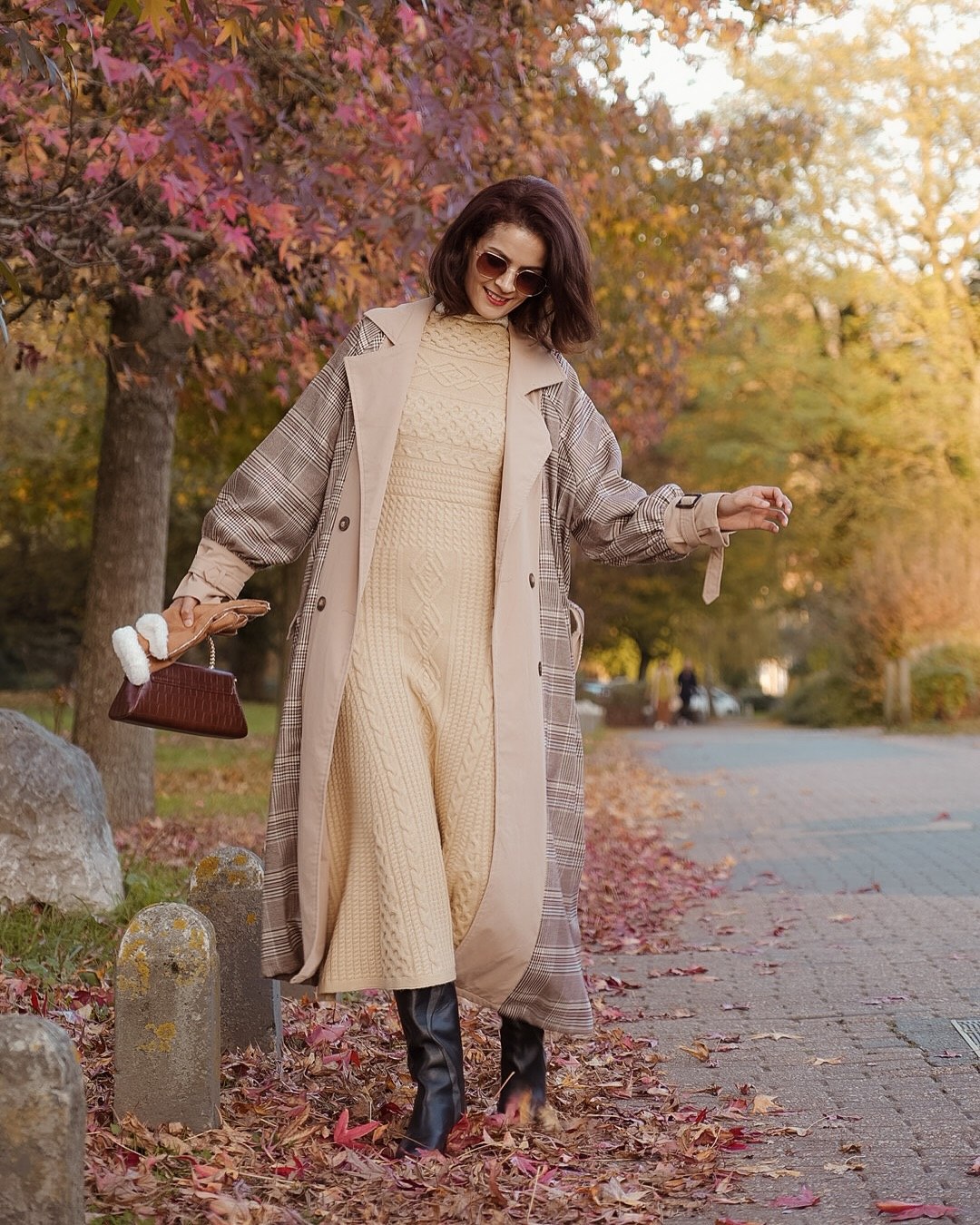 25 Fall Dress Outfits You Need For 2026 12 Cozy Cable Knit Dress With Chic Trench Coat