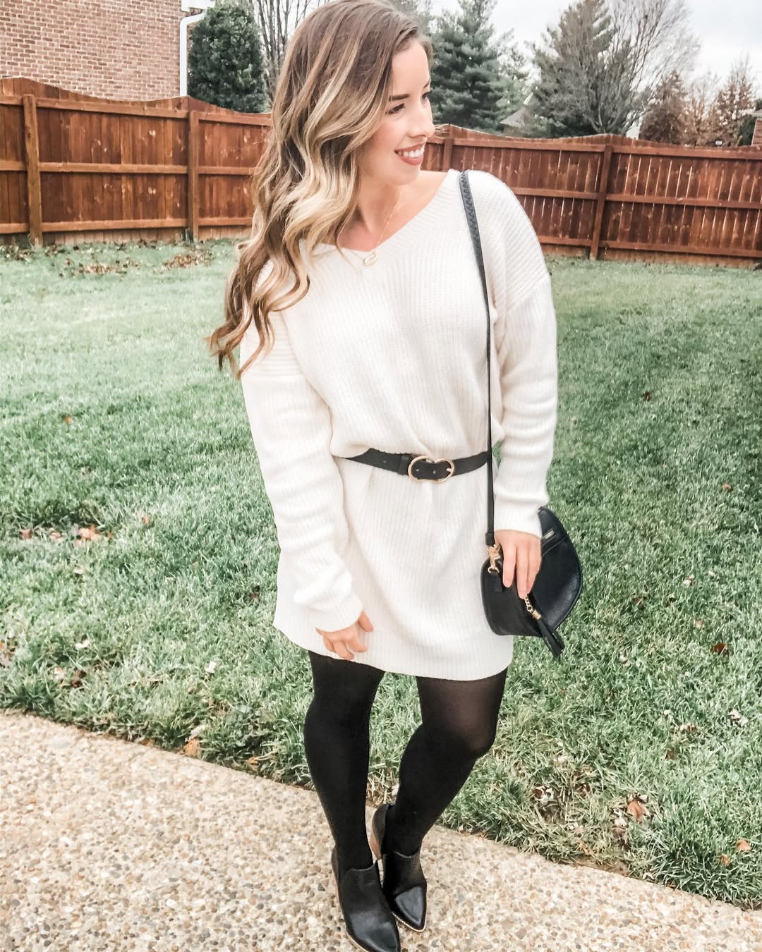 25 Dress with Tights Trends You Must See for 2026 26 Cream Sweater Dress With Black Tights And Ankle Boots