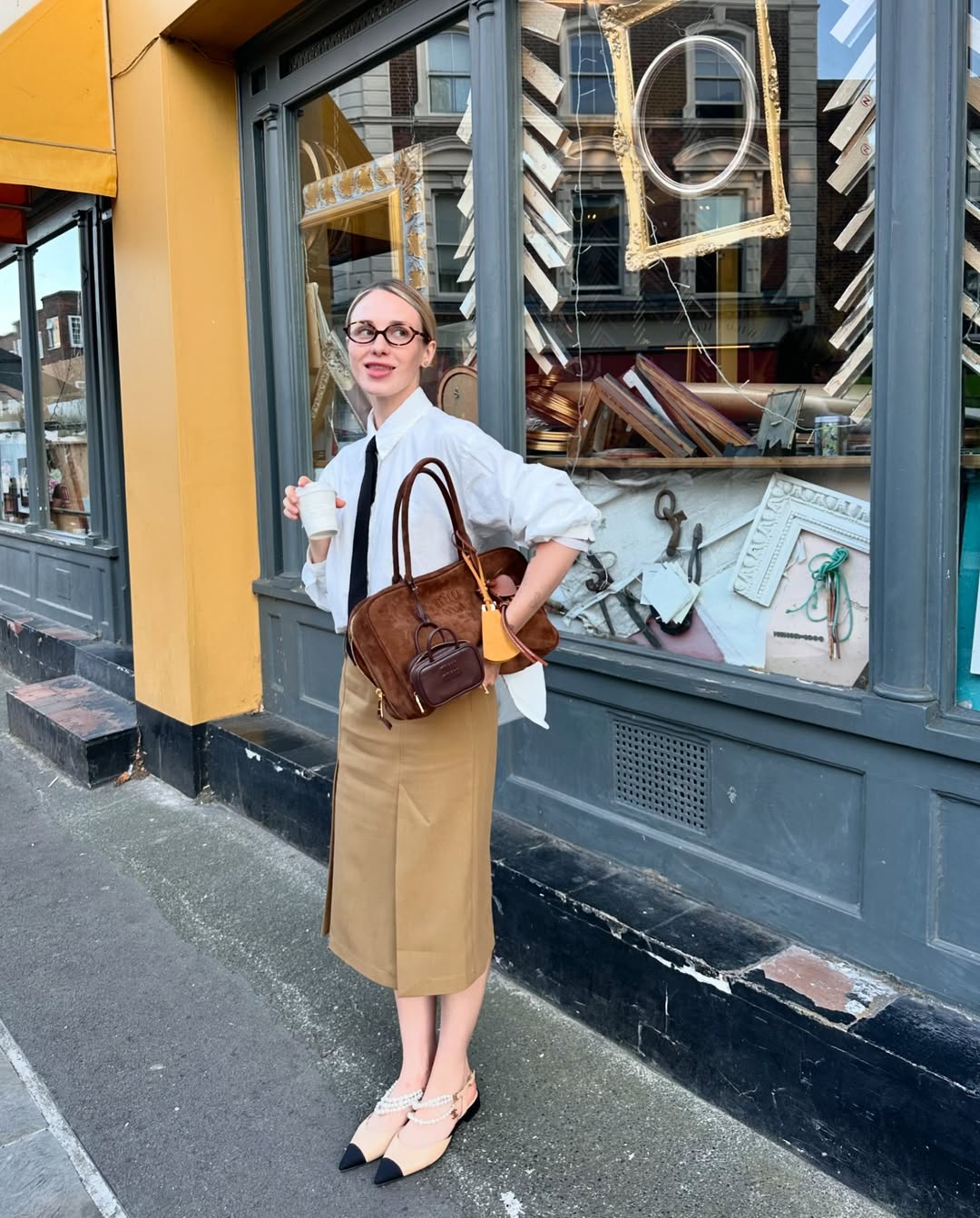 25 Epic School Outfit Ideas for 2026 You Need Now 20 Crisp White Shirt and Khaki Midi Skirt Uniform
