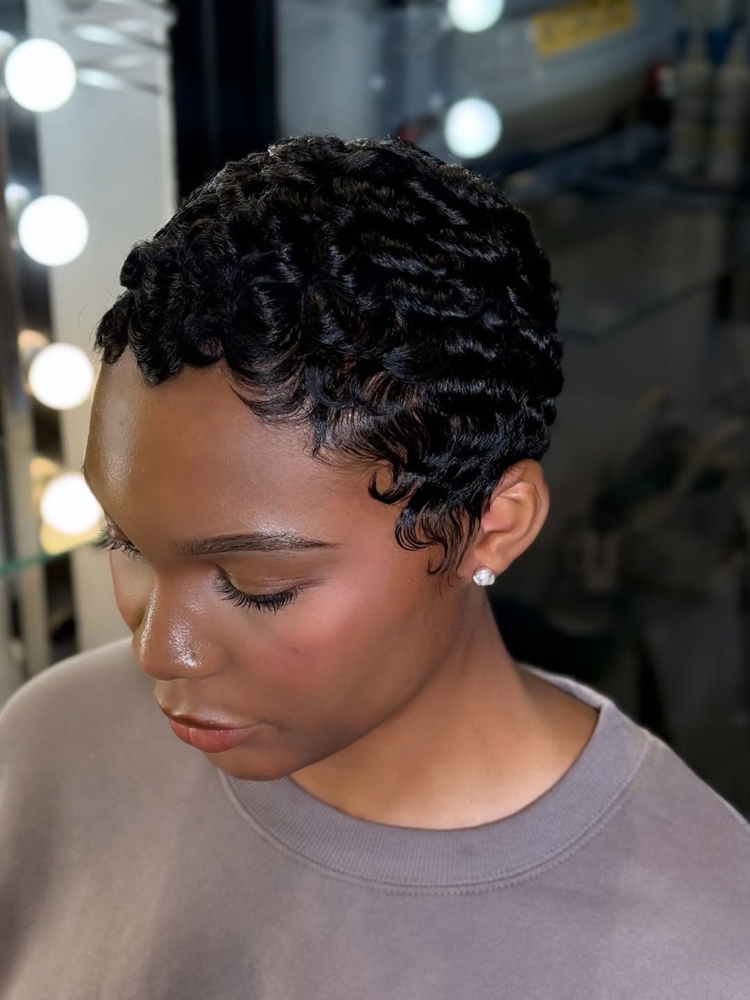 Defined Finger Waves Tapered Pixie