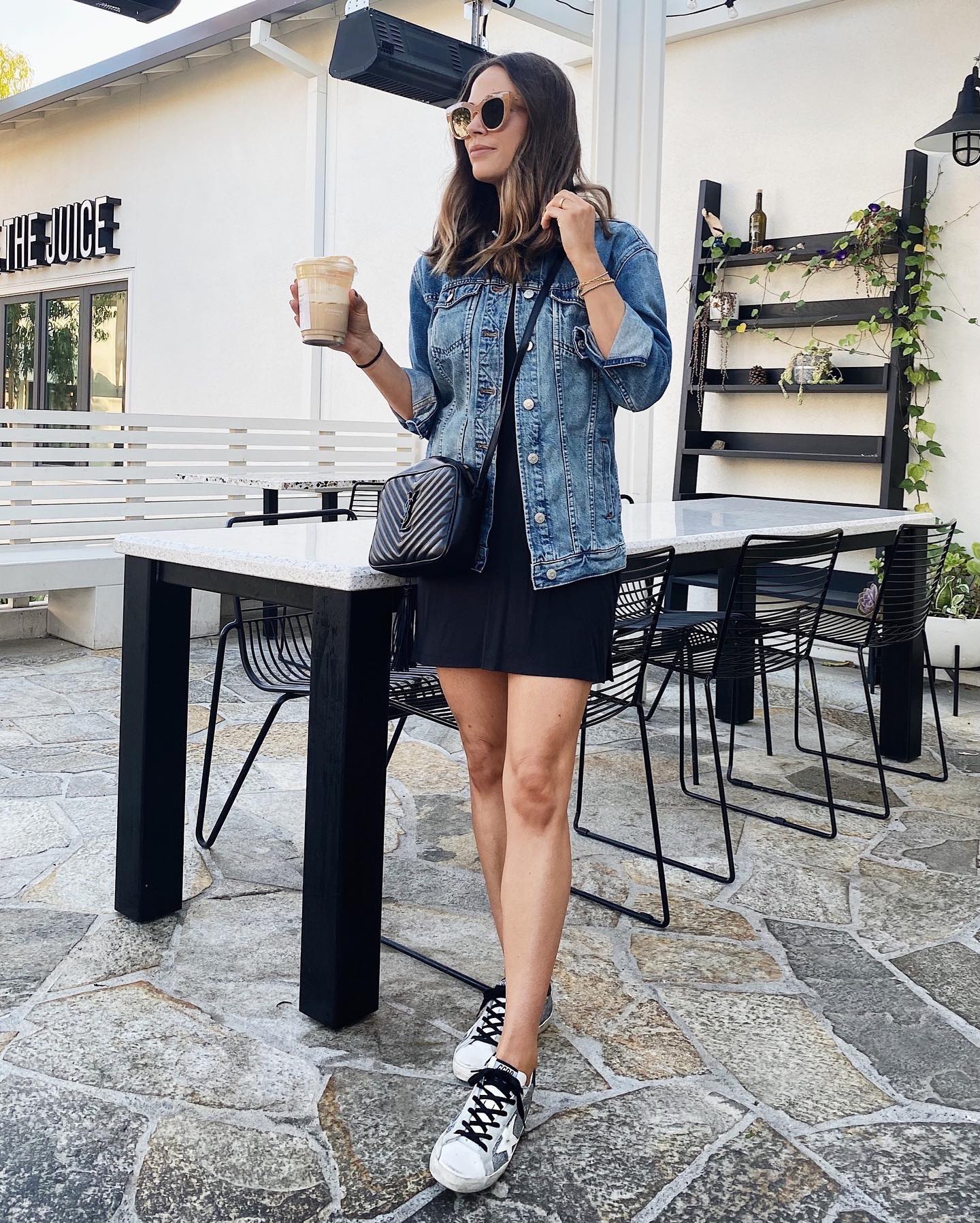 27 Jean Jacket Outfits You Need for 2026 24 Denim Jacket Casual Mini Dress And Sneakers Look