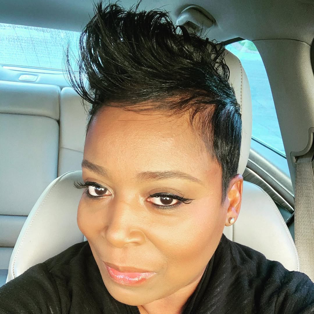 Edgy Spiked Pixie On Jet Black Hair