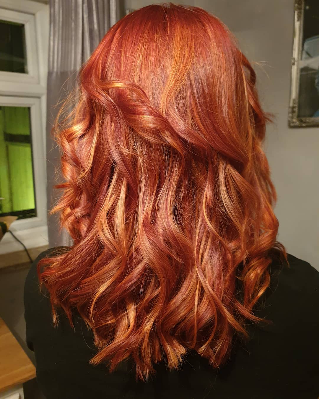 Fiery Copper Medium Waves With Golden Highlights