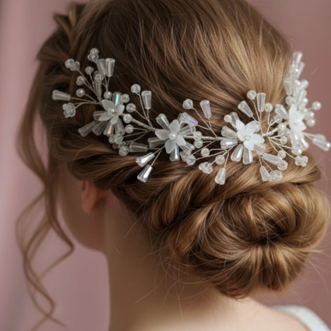 Floral Crystal Bun Bridal Hairpiece