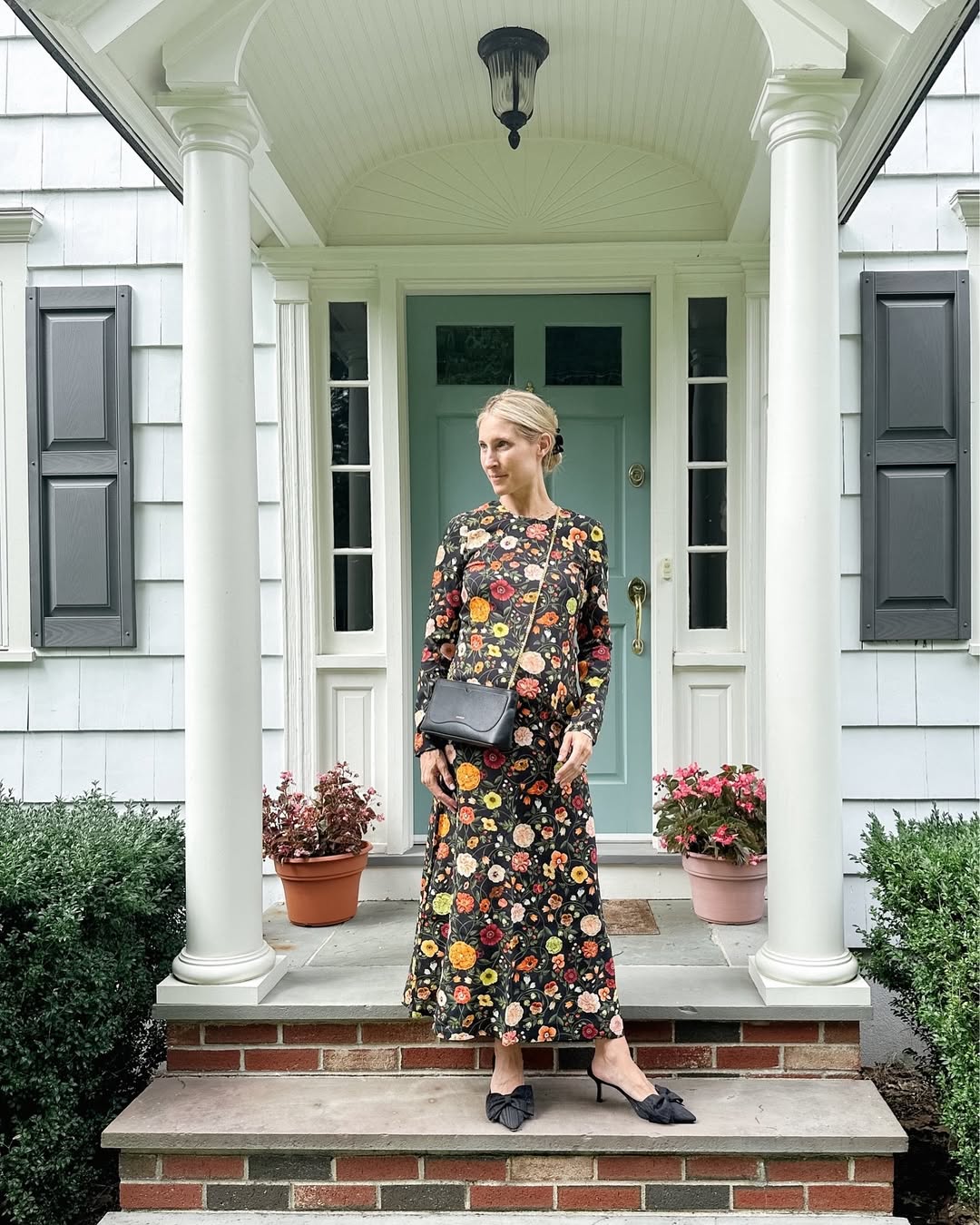 30 Chic Fall Outfits Women Will Love in 2026 25 Floral Maxi Dress With Bow Detail Heels