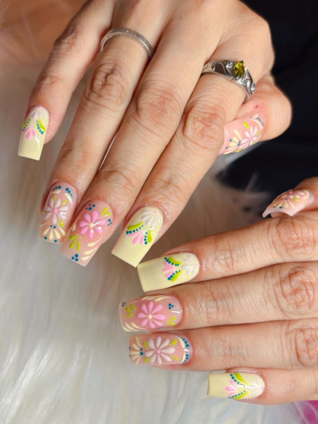 27 Stunning Mexican Nail Designs for 2026 20 Folklore Inspired Hand-Painted Floral Square Nails
