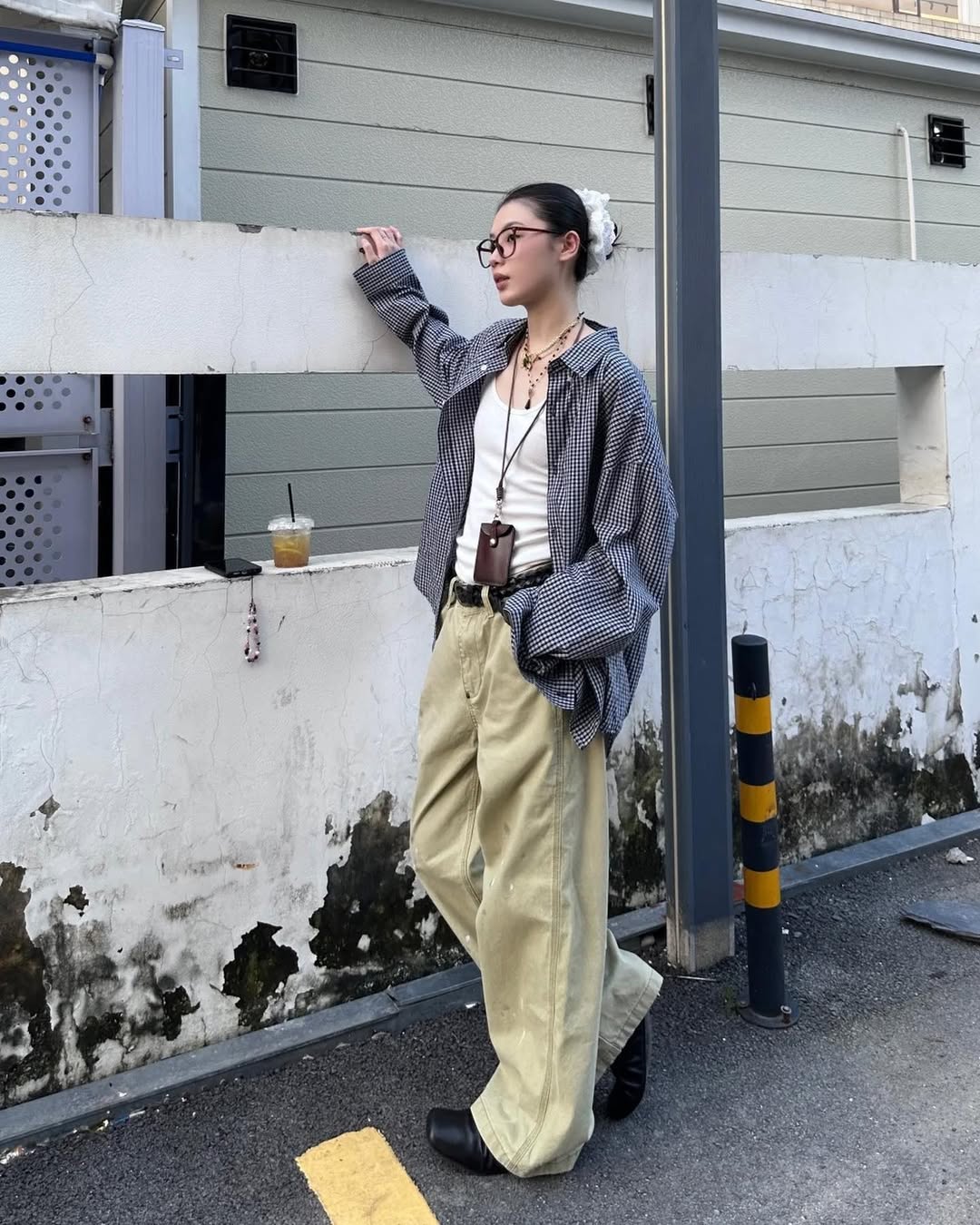 30 Chic Fall Outfits Women Will Love in 2026 18 Gingham Overshirt With Wide Leg Trousers & Tank