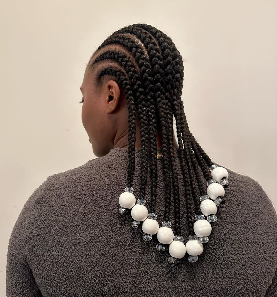 Glamour Braids With Bead Detailing And Cornrows