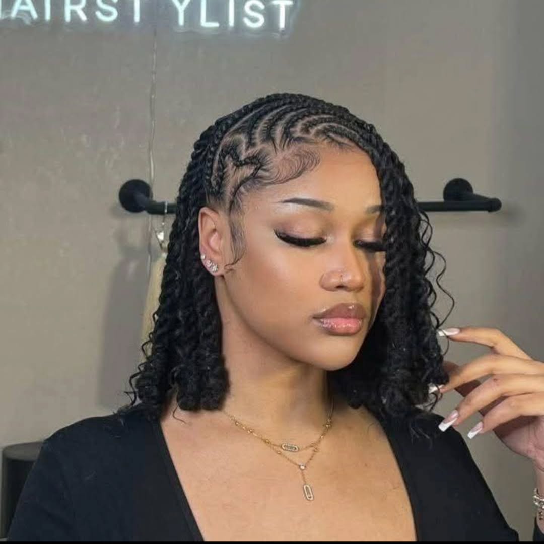 Gorgeous Cornrow Braids With Curly Twist Ends