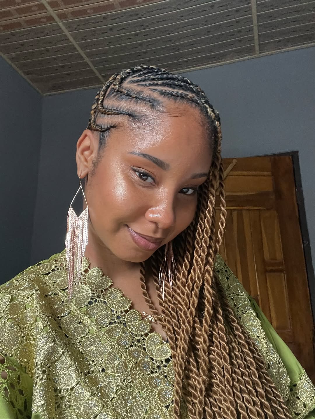 Gorgeous Honey Blonde Twist Braids With Cornrows