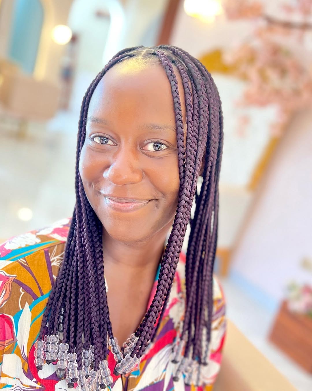 Gorgeous Long Box Braids With Clear Beads