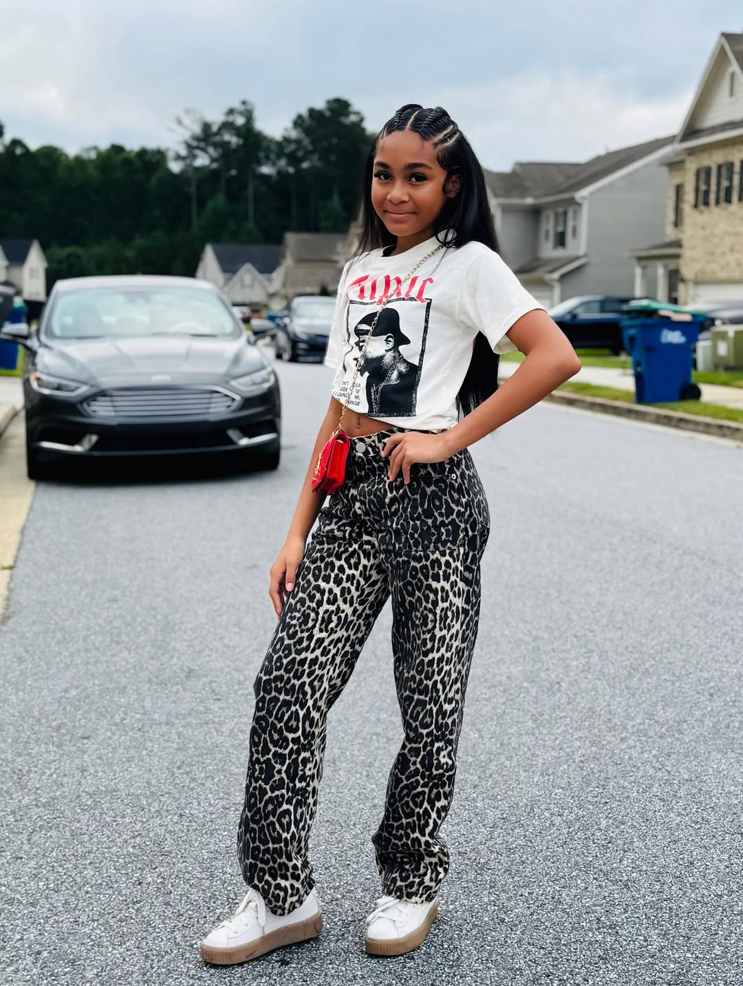 25 Back to School Outfits Middle School 2026 Trends 27 Graphic Tee And Leopard Print Trouser Combo