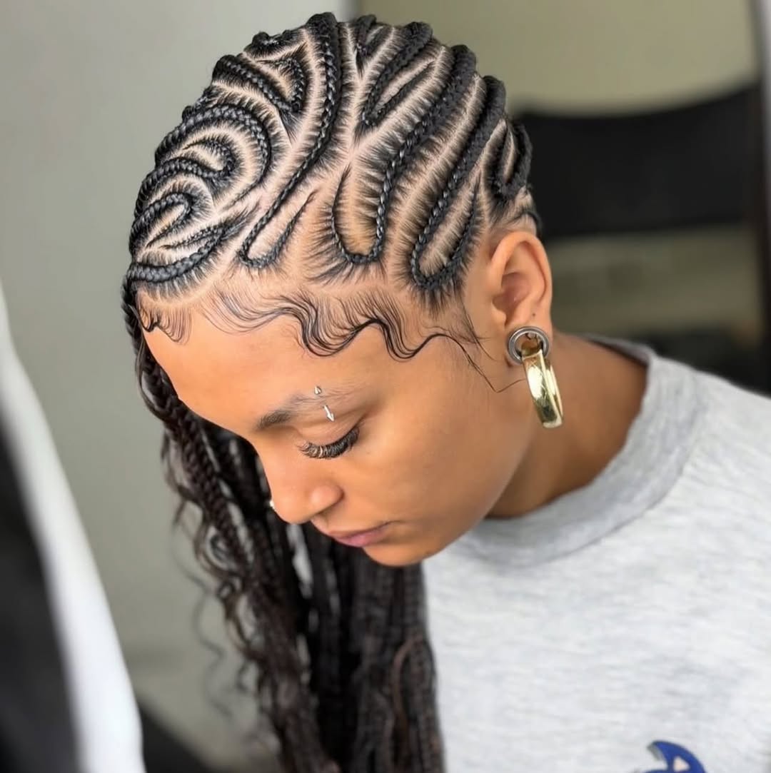 Intricate Cornrow Braids With Laid Edges