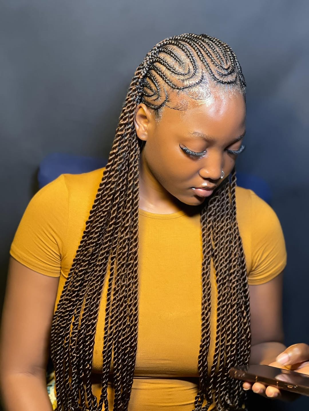 Intricate Cornrows and Long Twist Braids