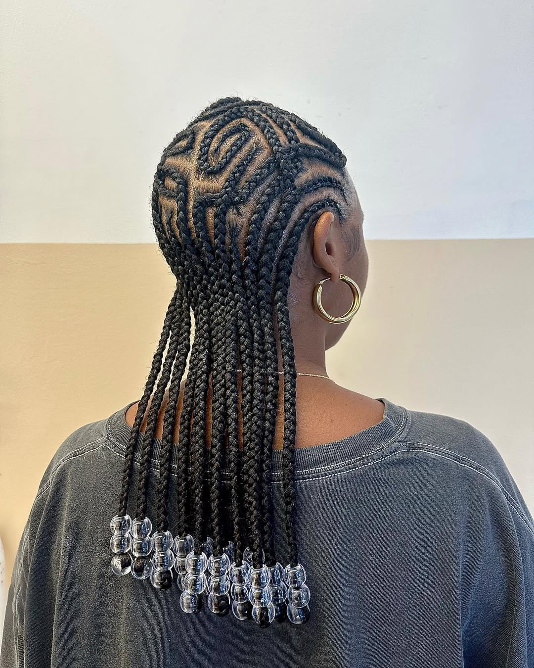 Intricate Cornrows With Beaded Ends