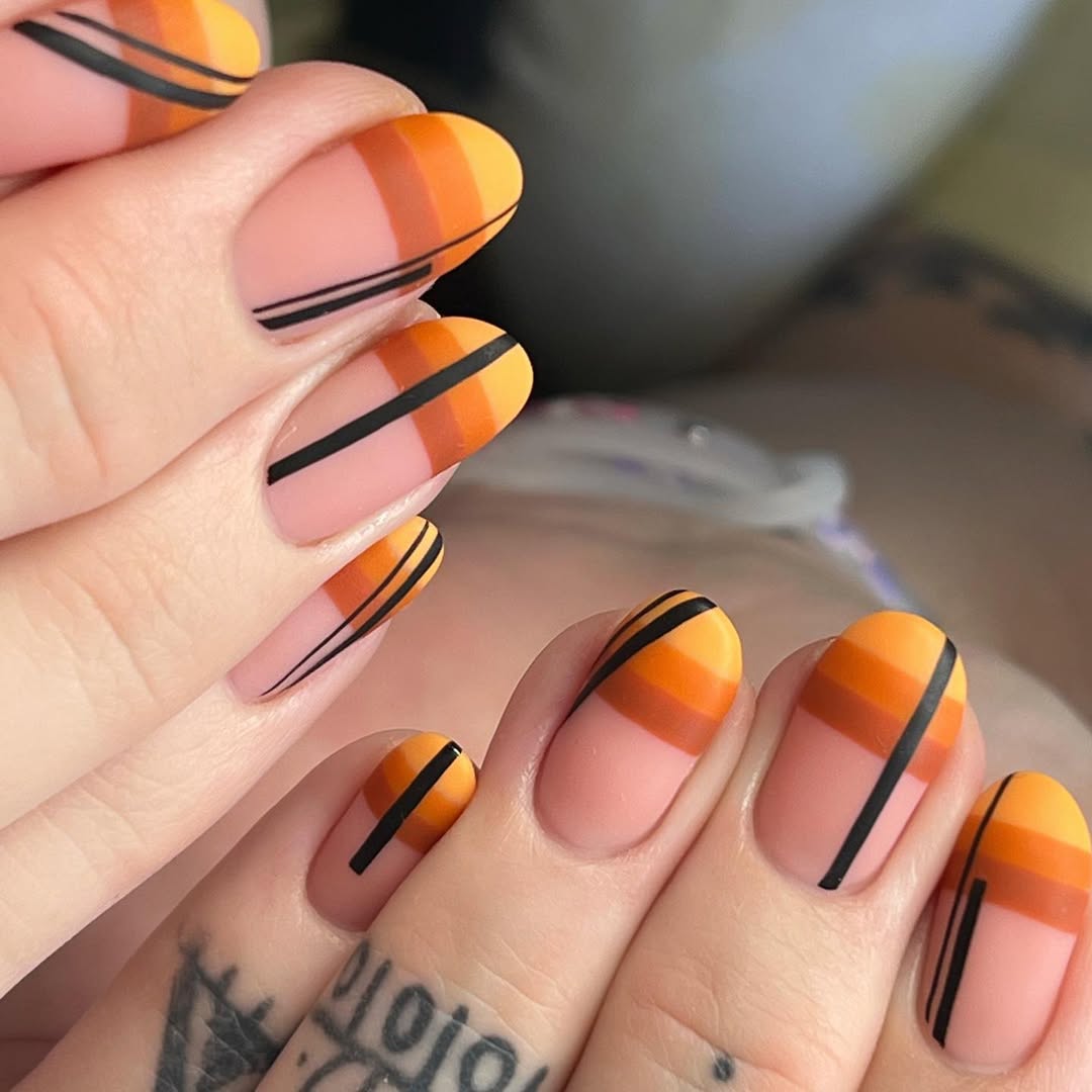 Matte Sunset Gradient with Geometric Black Lines