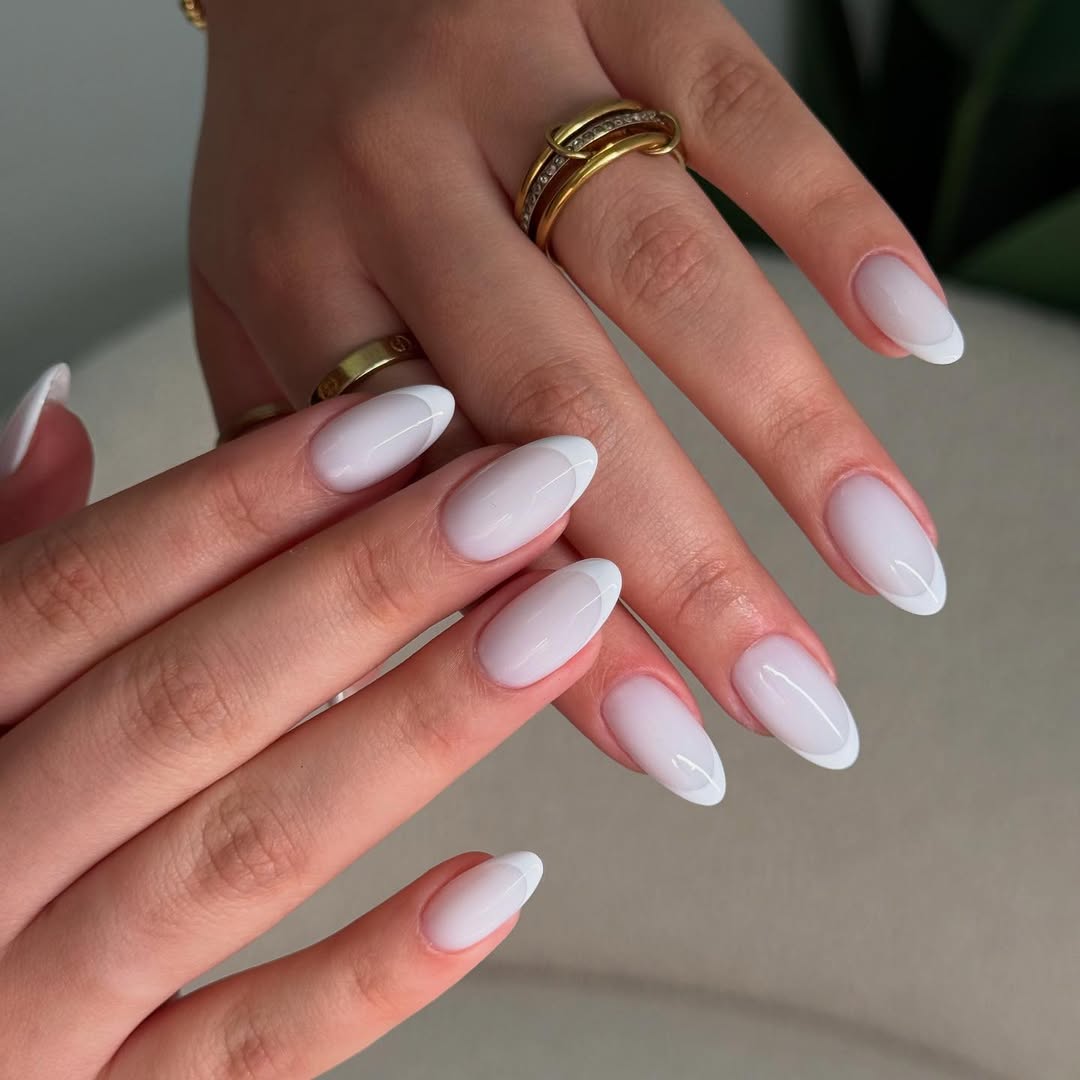 Milky Pink Reverse French Tips