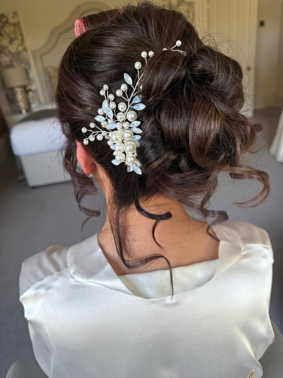 Pearl And Crystal Bridal Hair Comb Updo