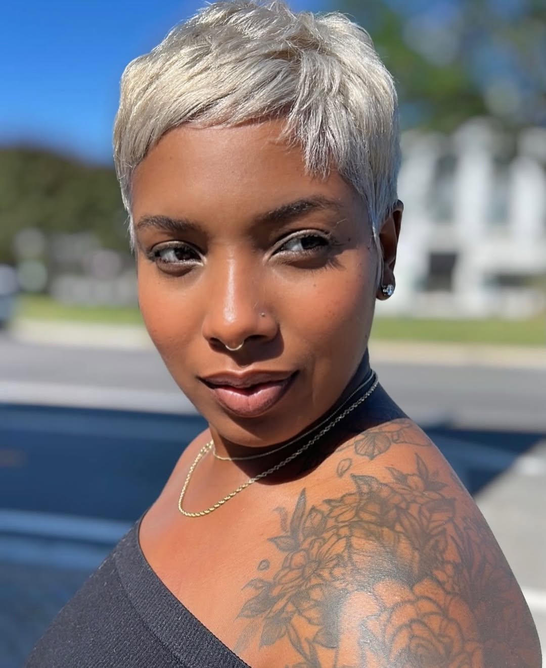 Platinum Blonde Textured Pixie Cut