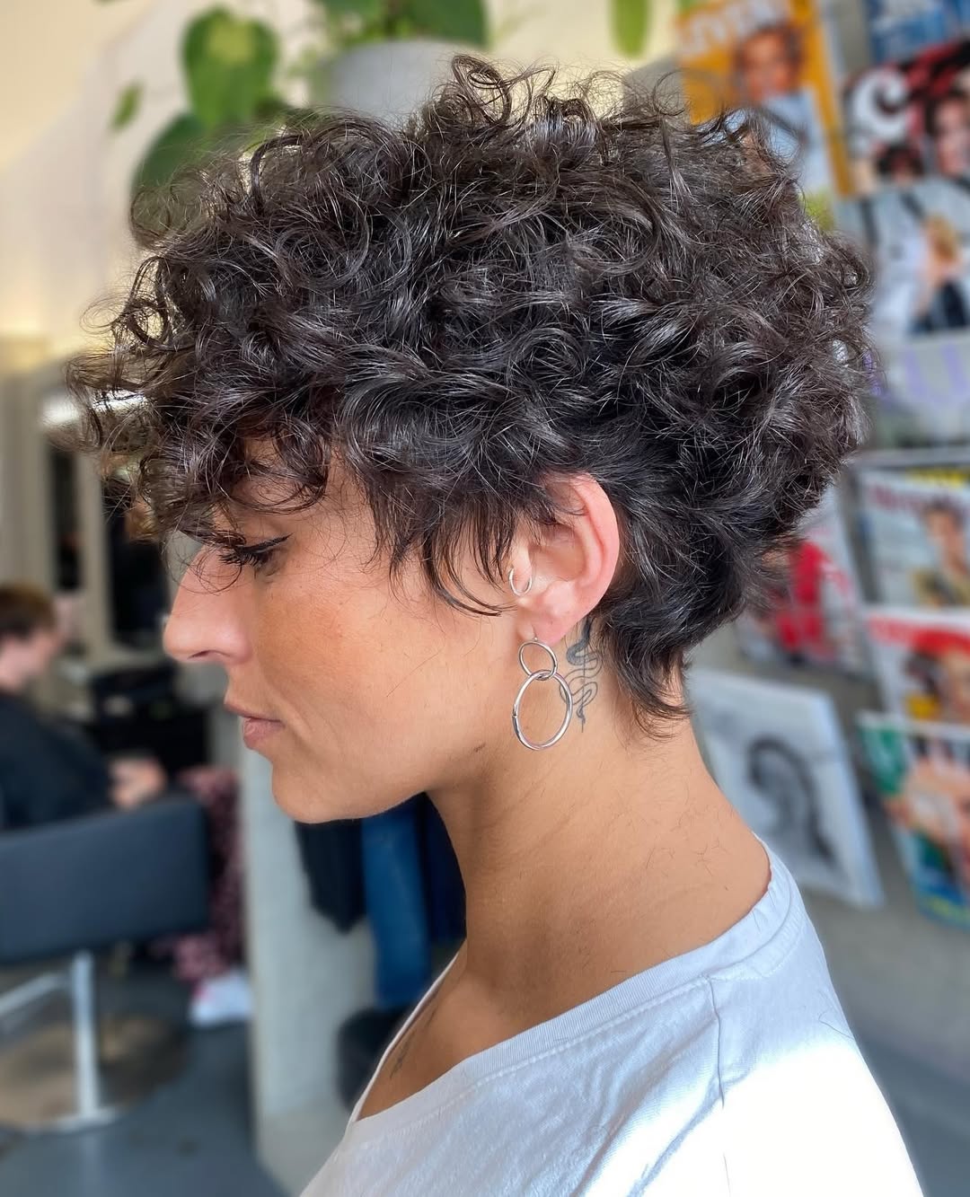 Playful Curly Crop Pixie With Textured Fringe