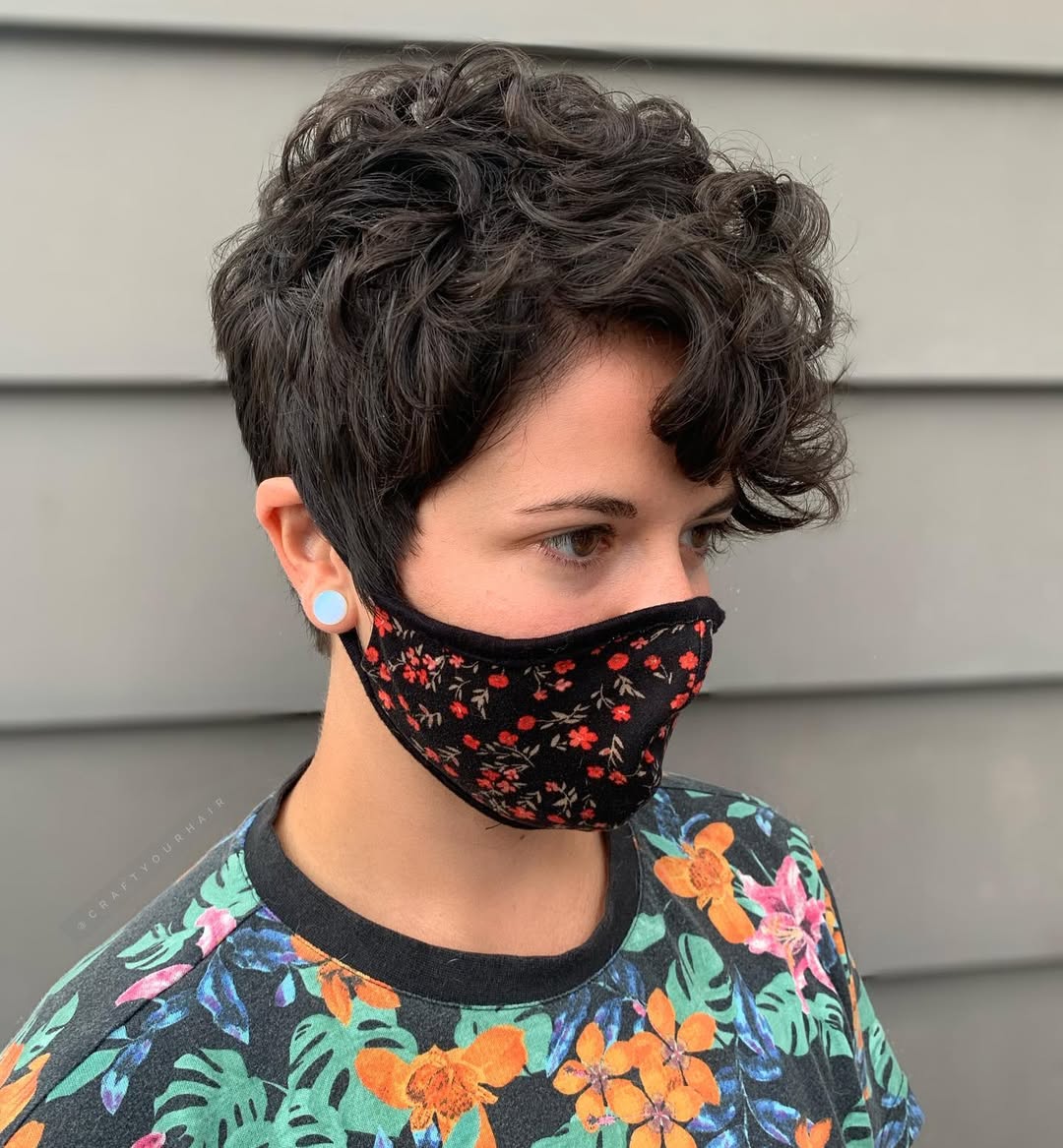 Playful Curly Pixie With Undercut
