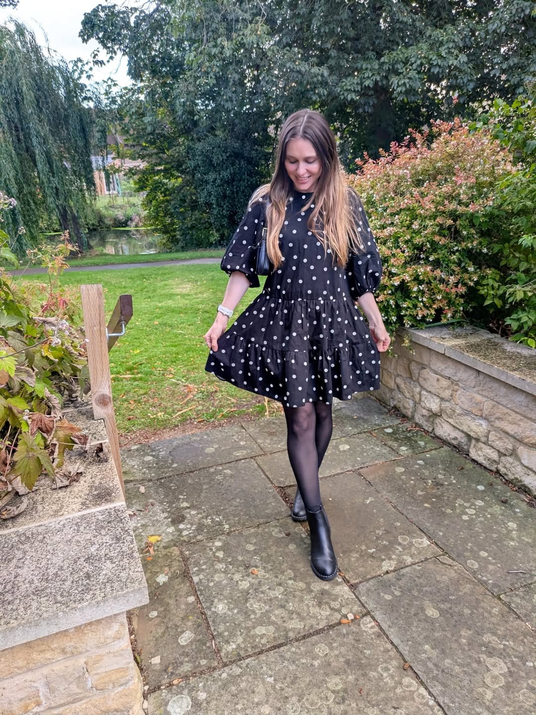 25 Dress with Tights Trends You Must See for 2026 9 Polka Dot Babydoll Dress With Black Tights
