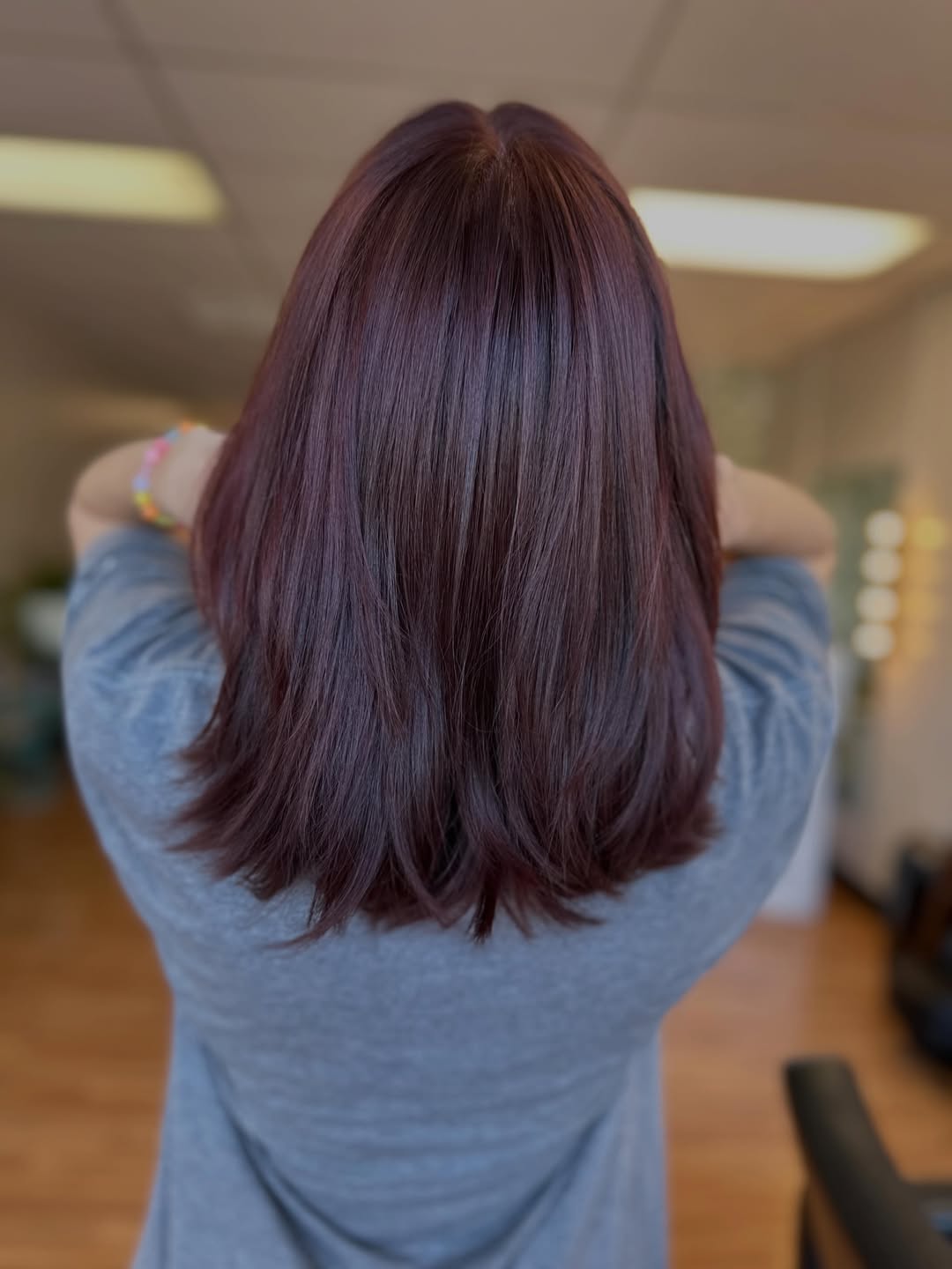 Rich Cherry Brown Medium Length Hair