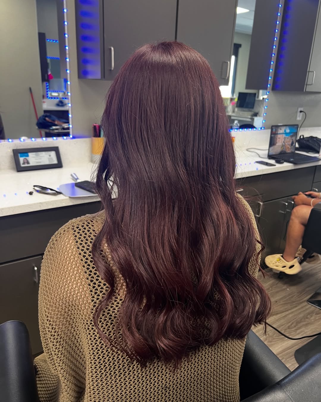 Rich Cherry Brown Wavy Long Hair
