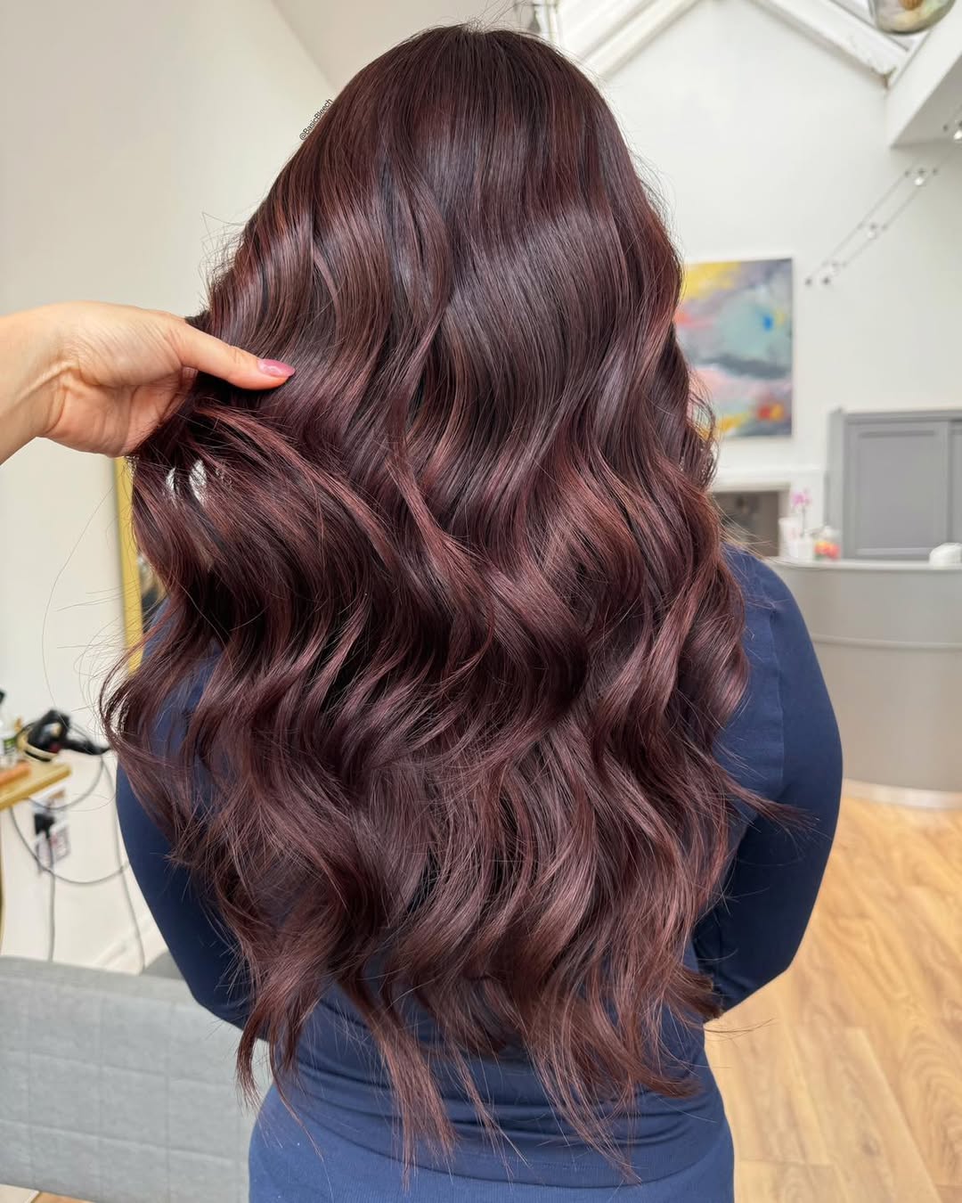 Rich Cherry Brown Wavy Long Hair
