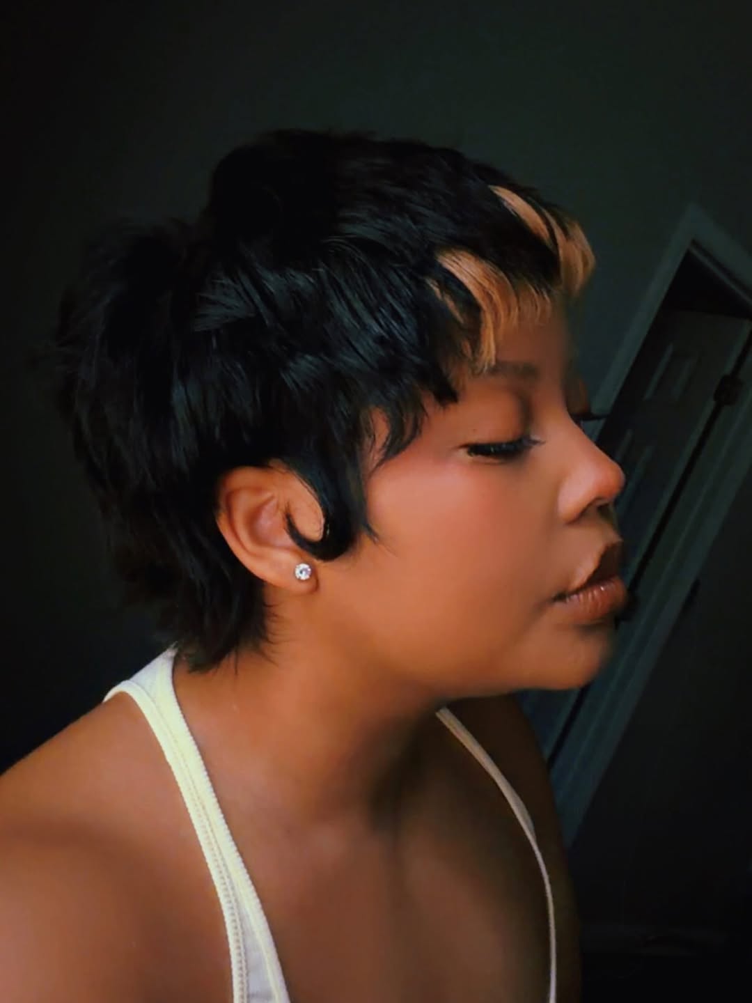 Shaggy Pixie With Golden Blonde Bangs