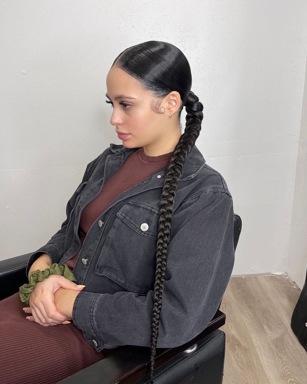 Sleek Braided High Ponytail With Swooping Edges