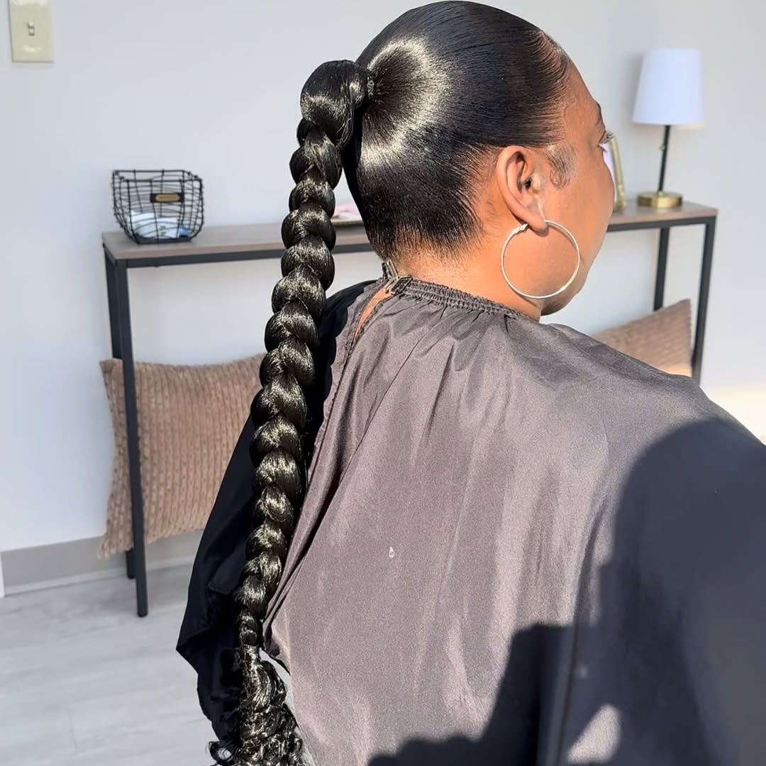 Sleek Braided Ponytail With Polished Finish