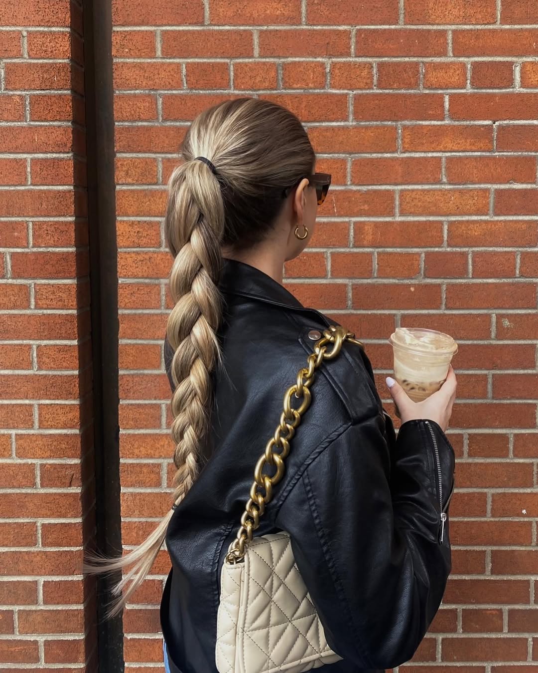 Sleek High Braided Ponytail With Blonde Highlights
