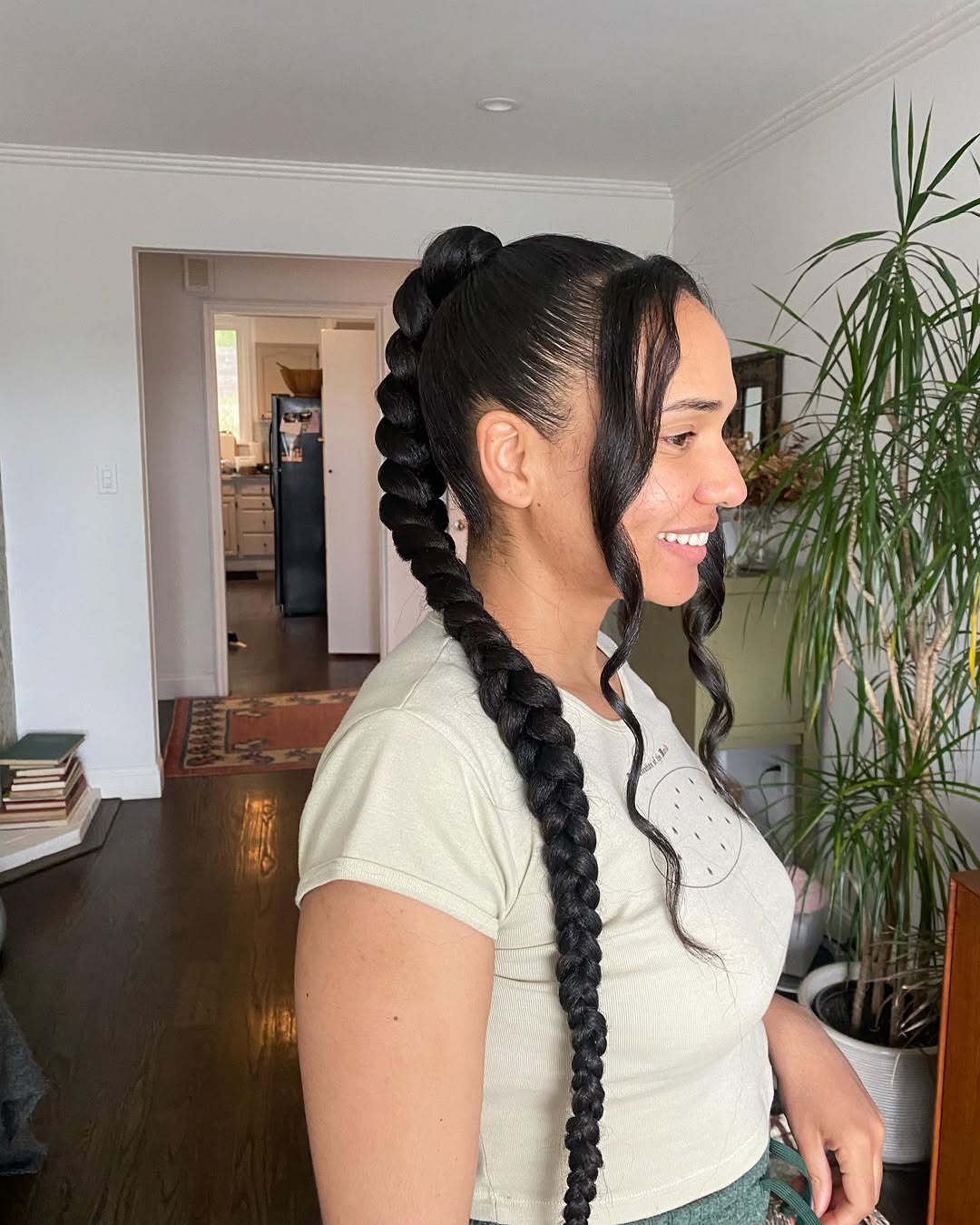 Sleek High Bubble Braid Ponytail With Face Framing Strands