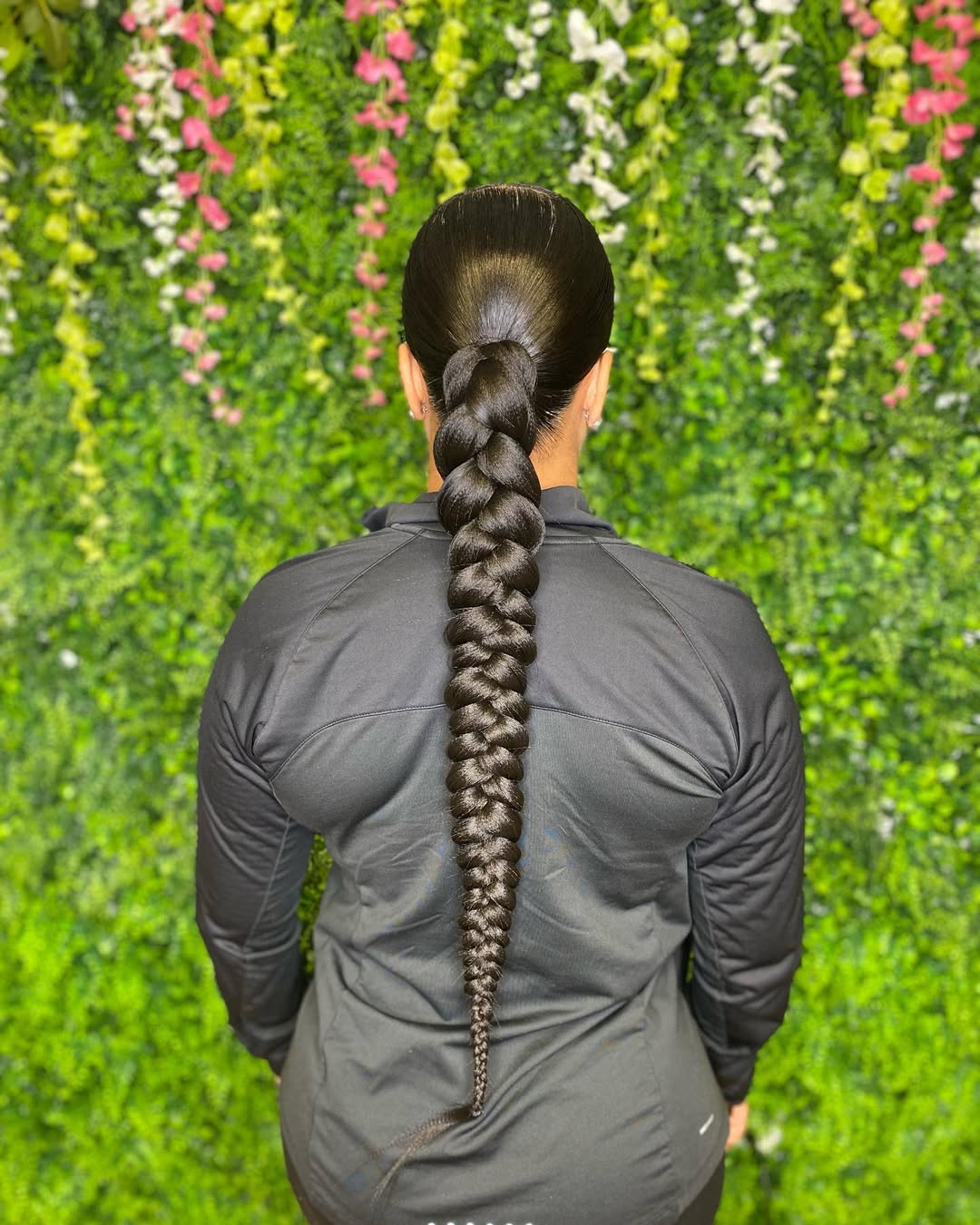Sleek Waist Length Micro Braided Ponytail