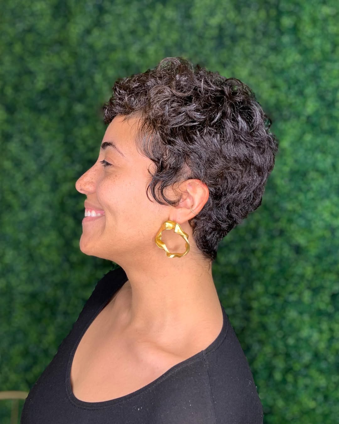 Textured Curly Pixie With Defined Curls
