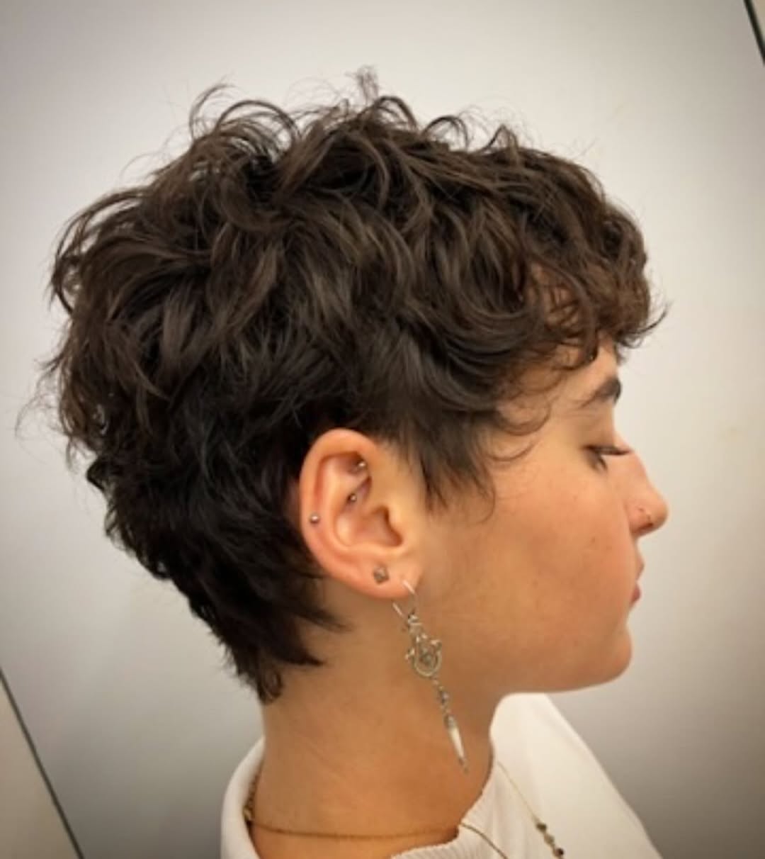 Textured Curly Pixie With Undercut