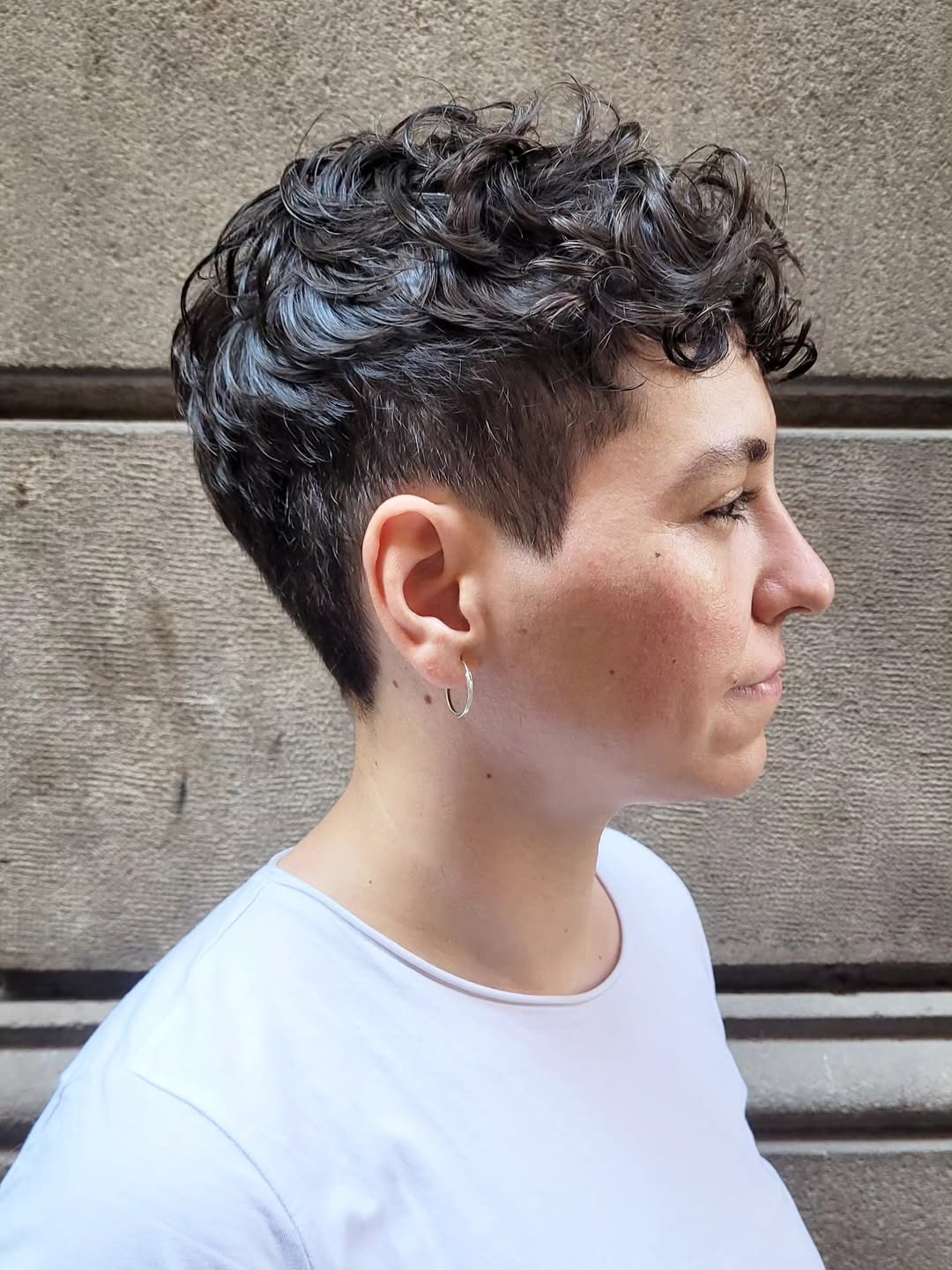 Textured Curly Pixie With Undercut Sides