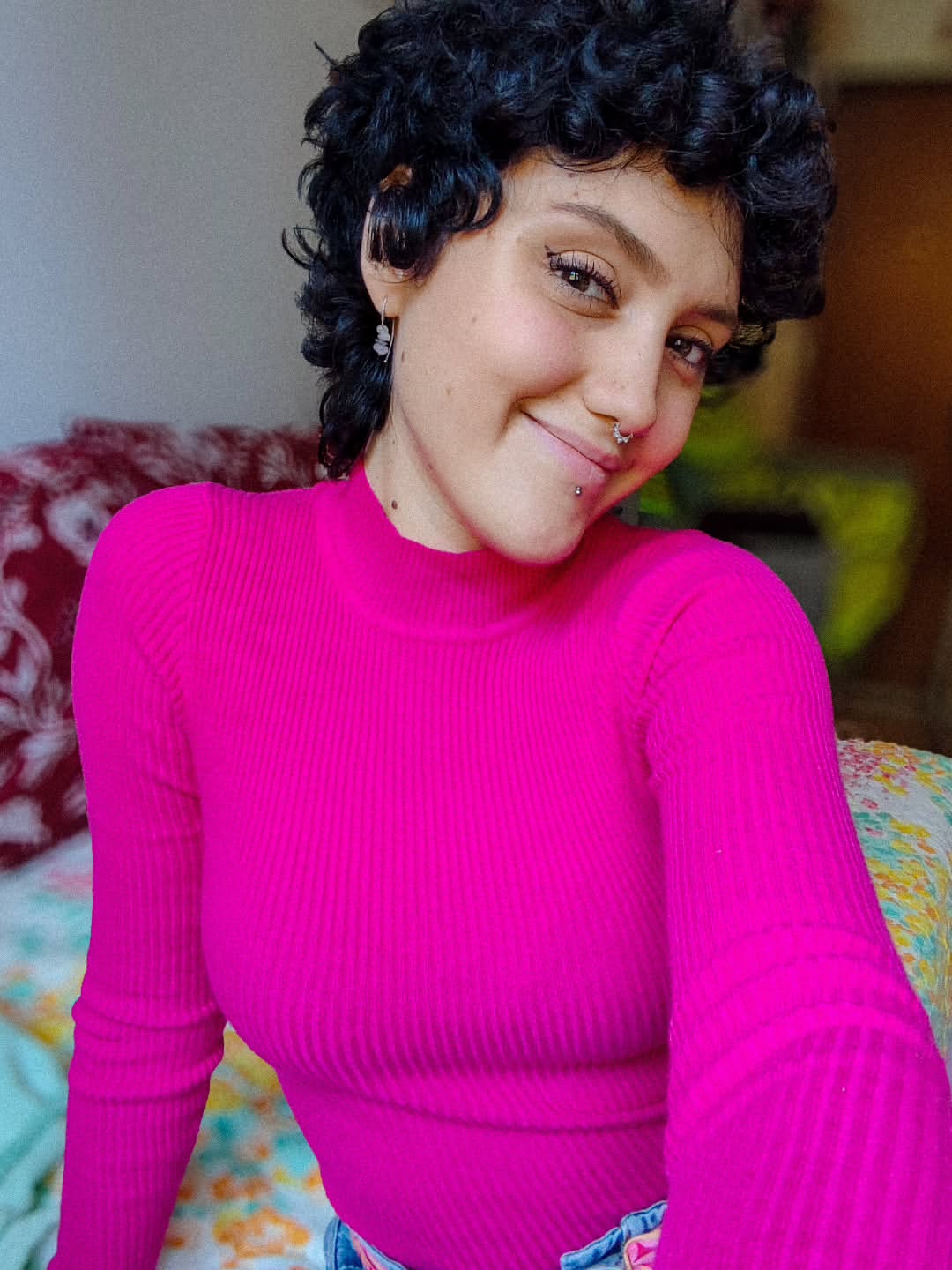 Textured Curly Pixie With Undercut Sides