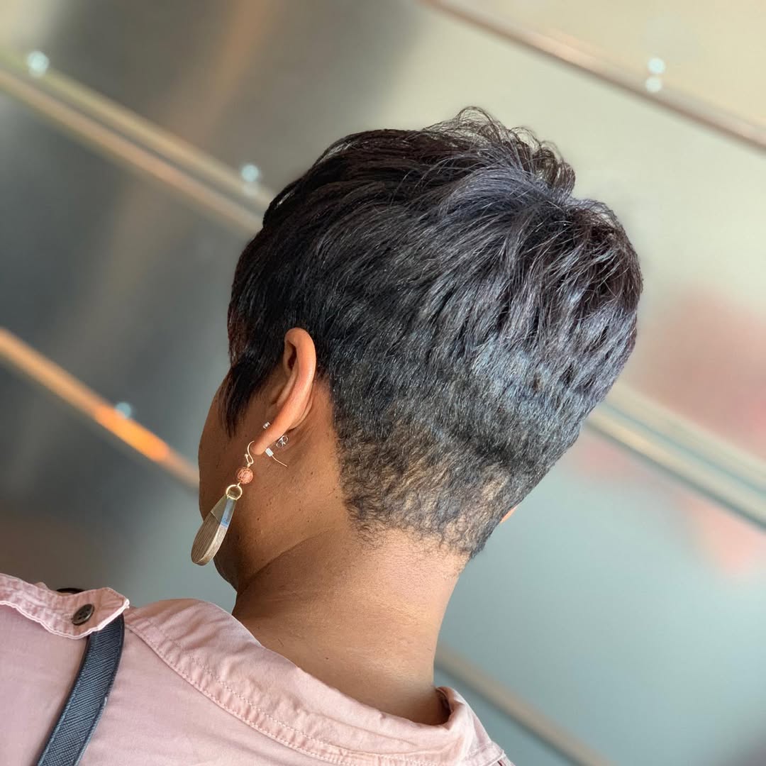 Textured Pixie Undercut Dark Hair
